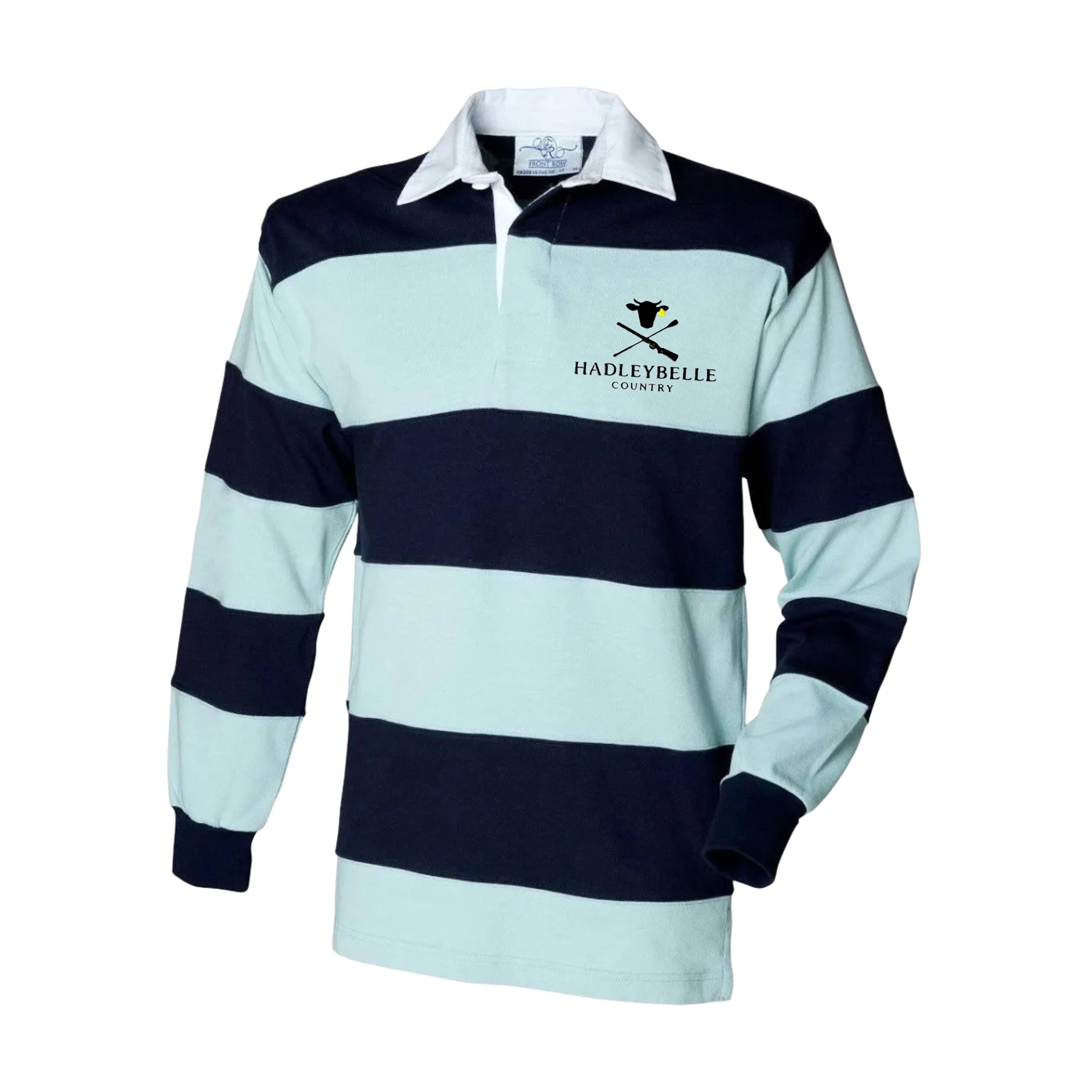 Striped duck egg & navy rugby shirt