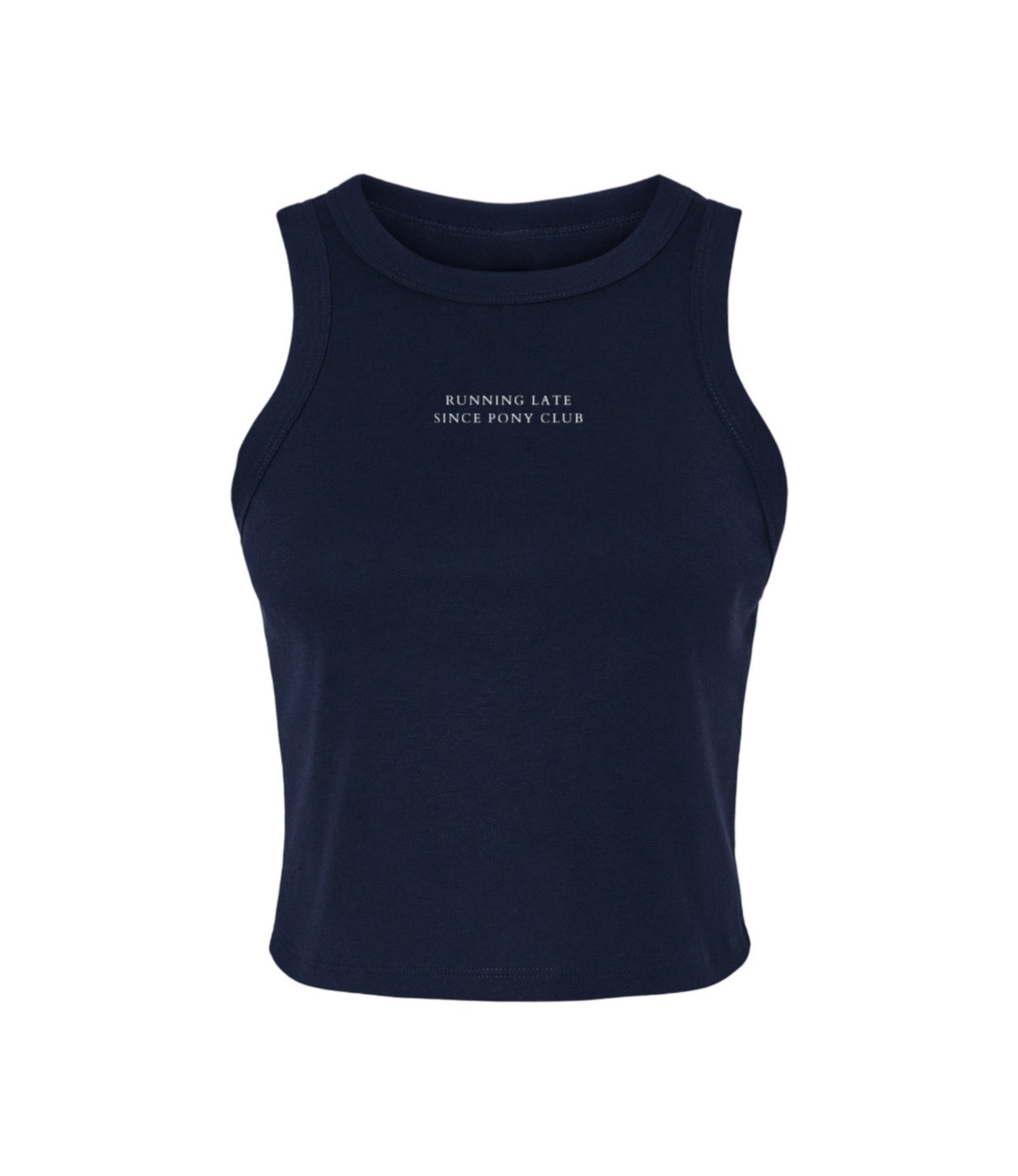 Running late since pony club - navy racer back vest