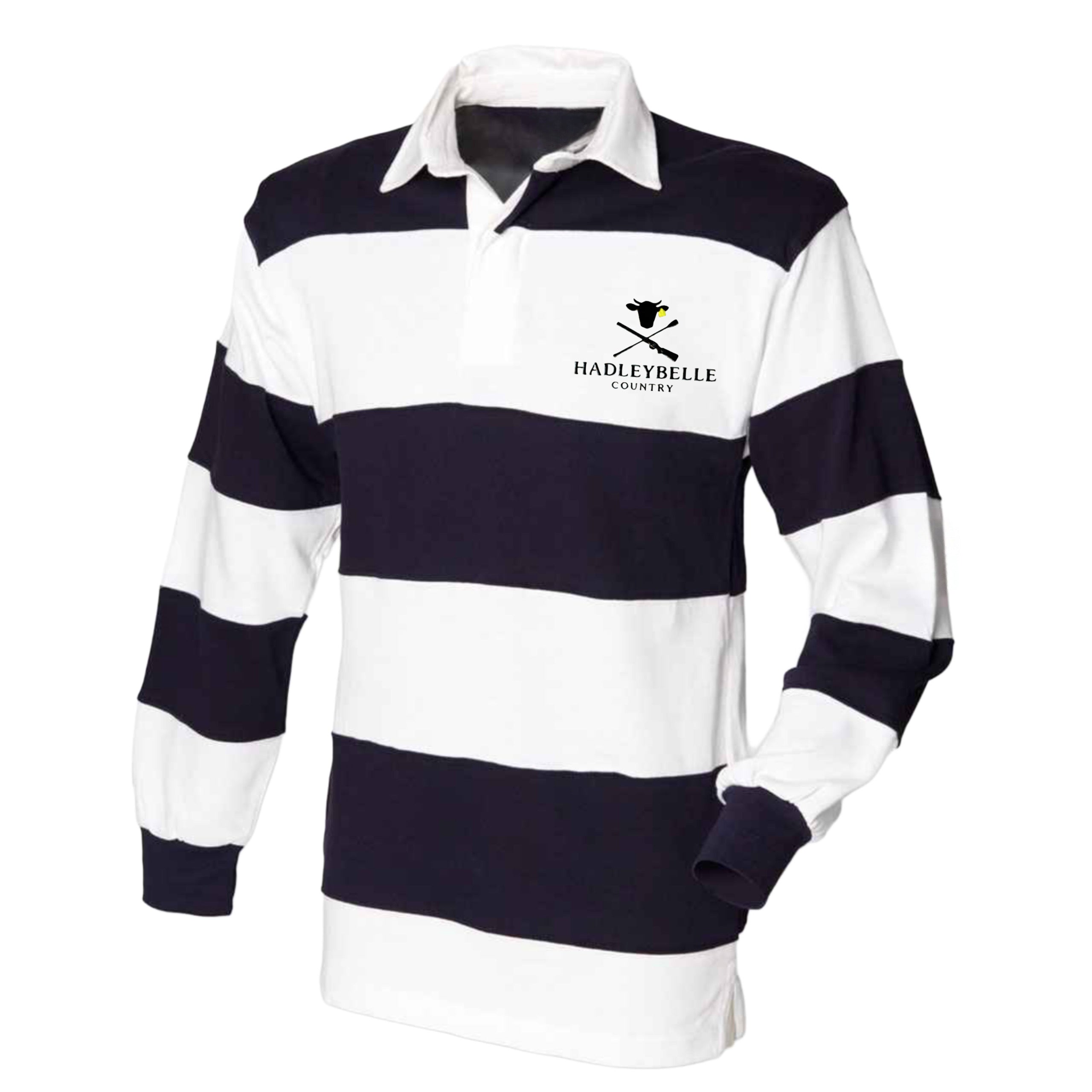 Striped navy & white rugby shirt