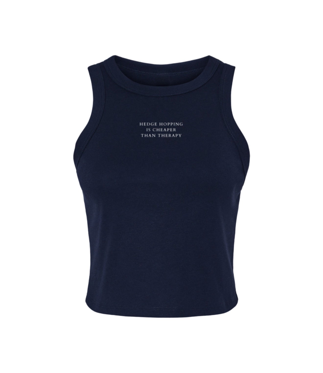 Hedge hopping is cheaper than therapy - navy racer back vest
