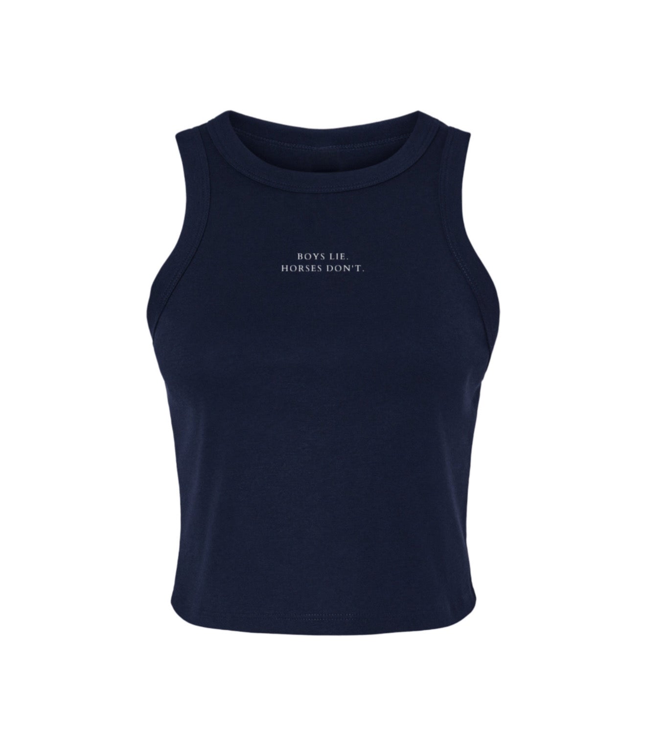 Boys lie horses don’t - navy racer back vest