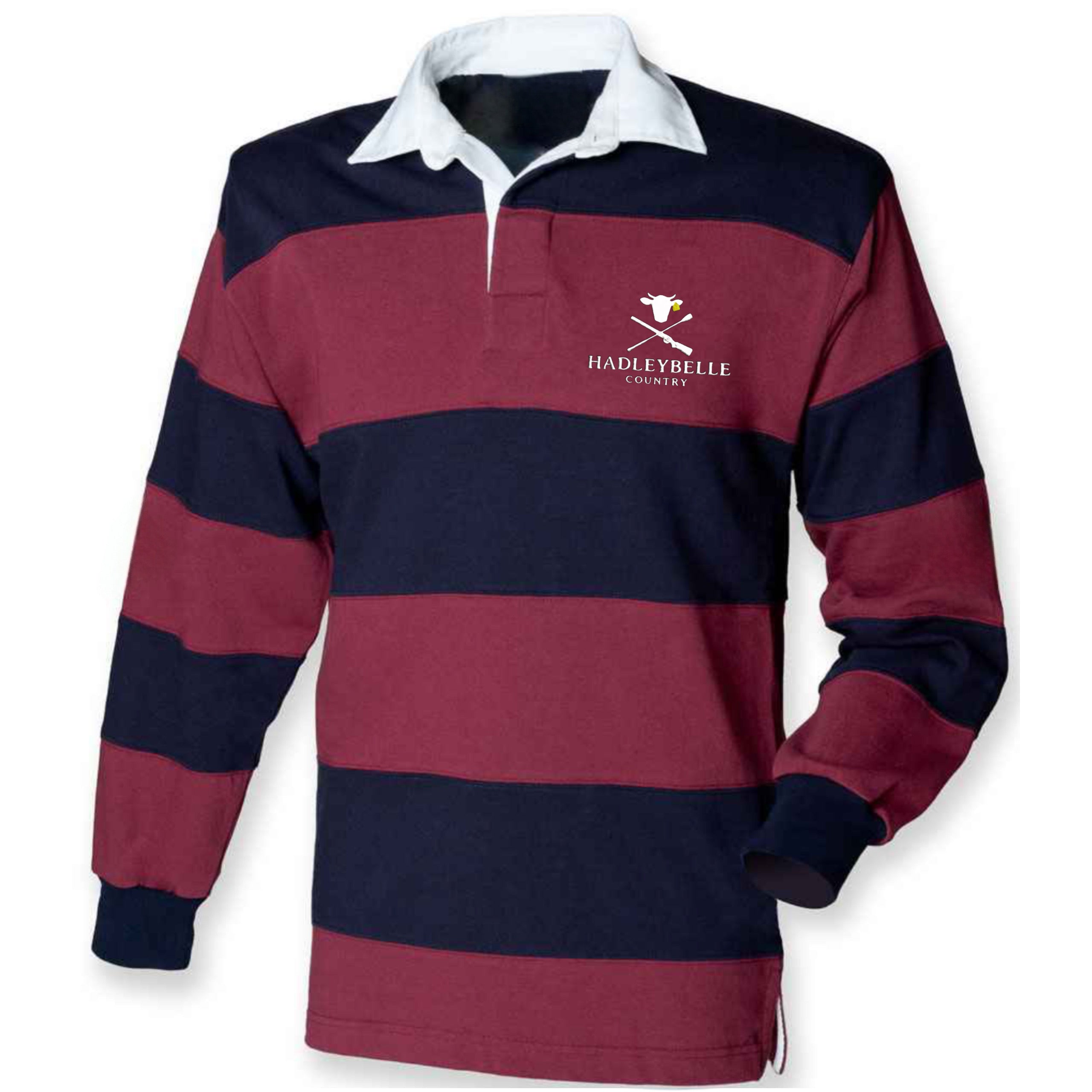 Striped navy & burgundy rugby shirt