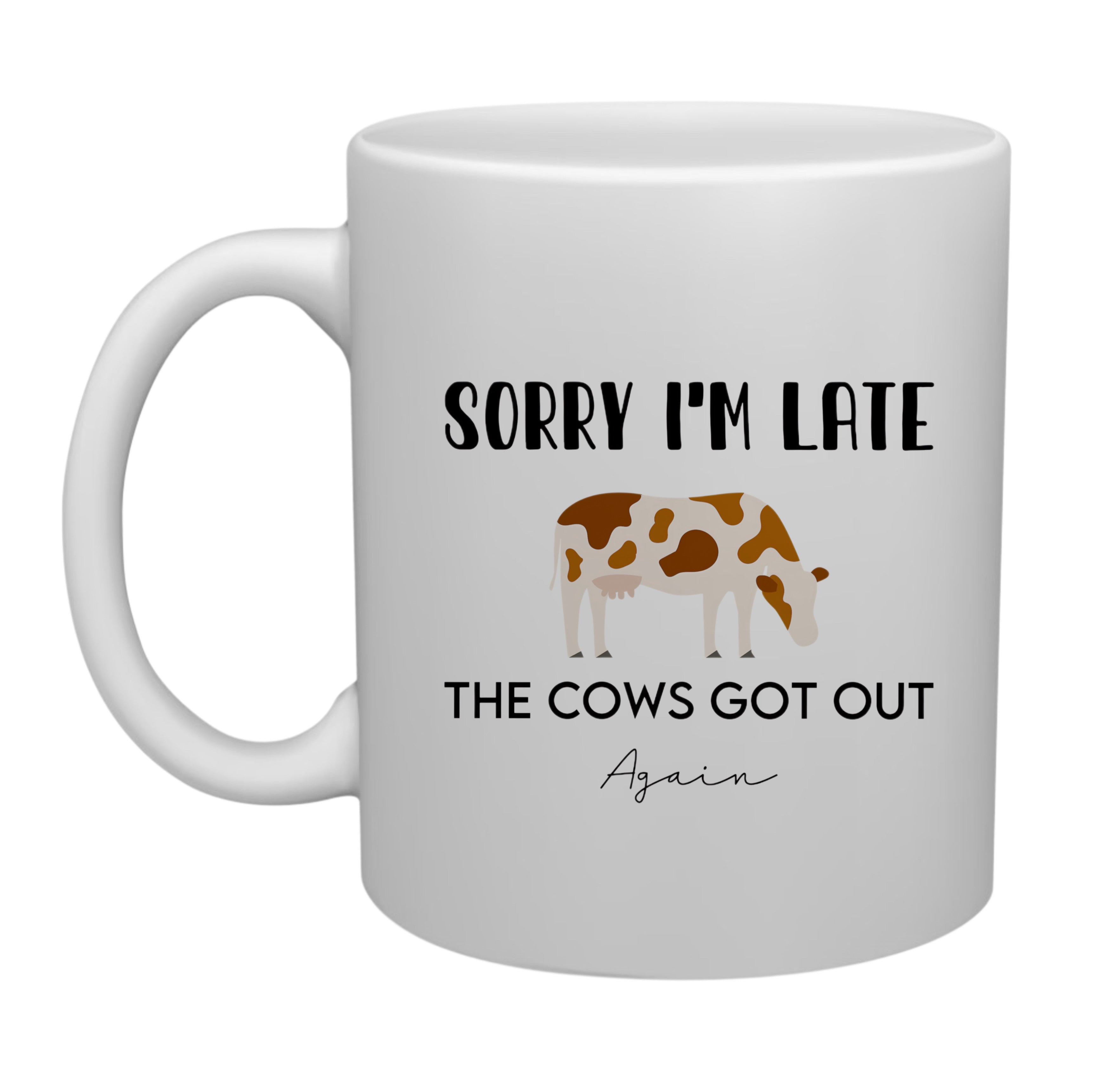 Sorry I’m Late Cow Mug